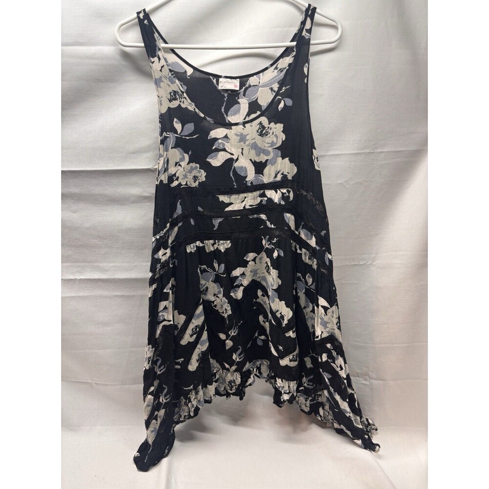 Free People Intimately Women’s Floral Lace Tunic Tank Top Black Size M Boho